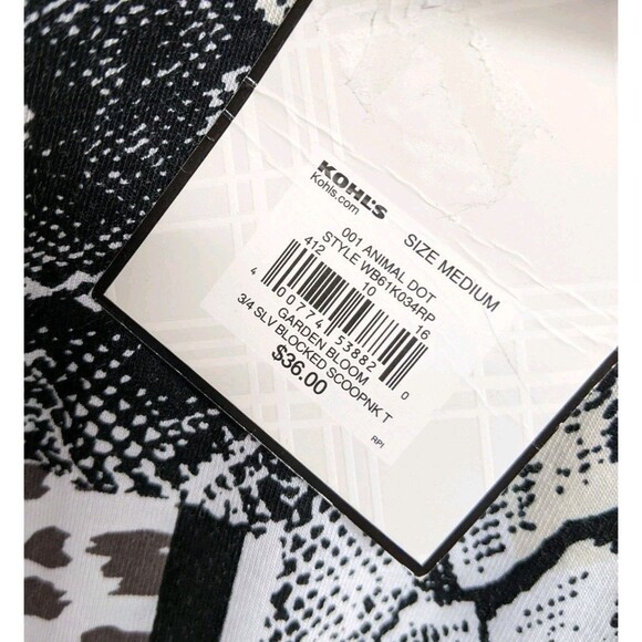 NWT Dana Buchman Top Women Medium Animal Prints 3/4 Sleeves Boatneck M NEW - Picture 10 of 10